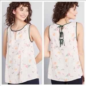 Women’s ModCloth Picnic Jam Pattern Tie Back Tank
